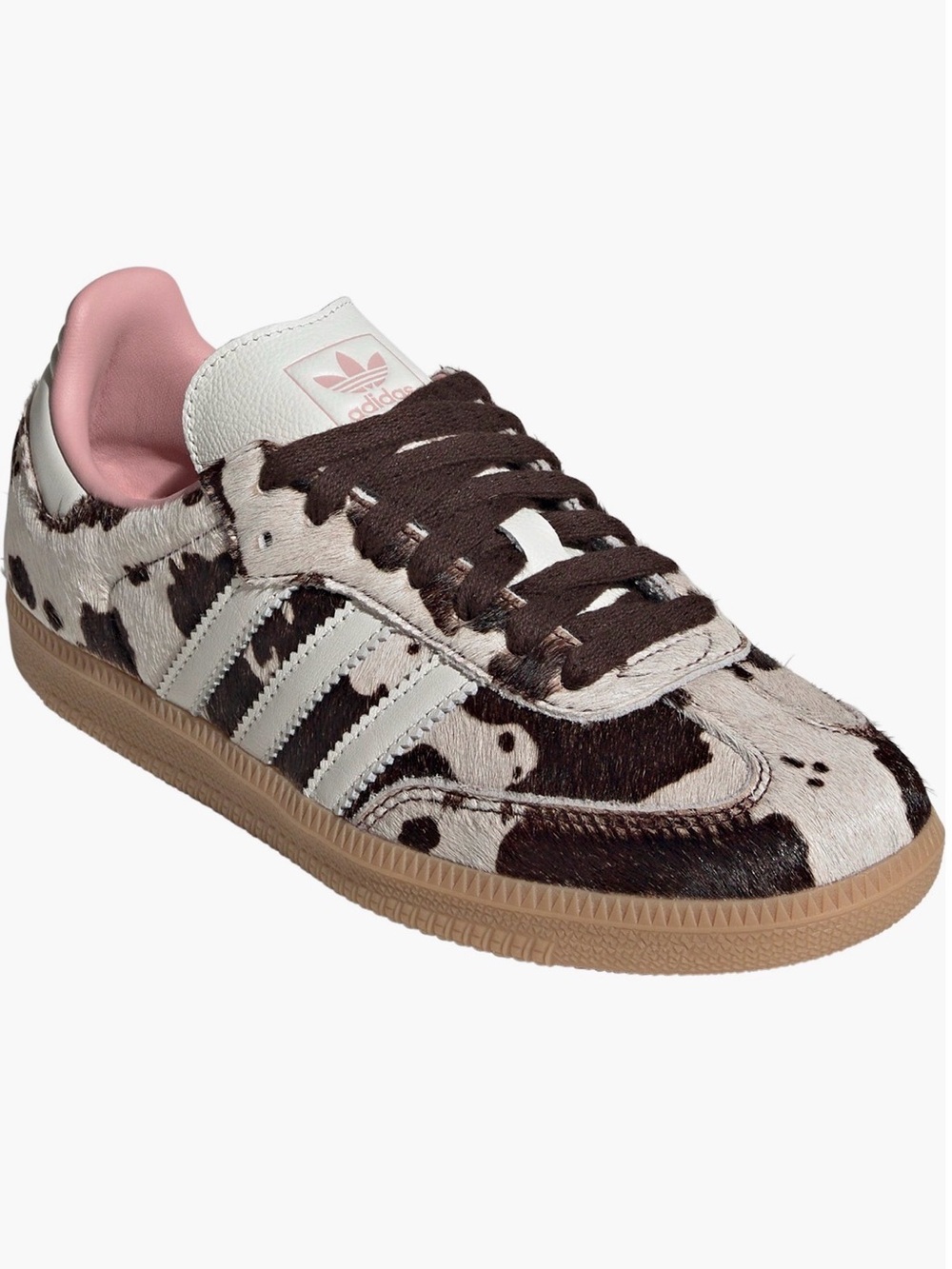 adidas women Samba OG Black White Cow Print with Pink Accents sz 9